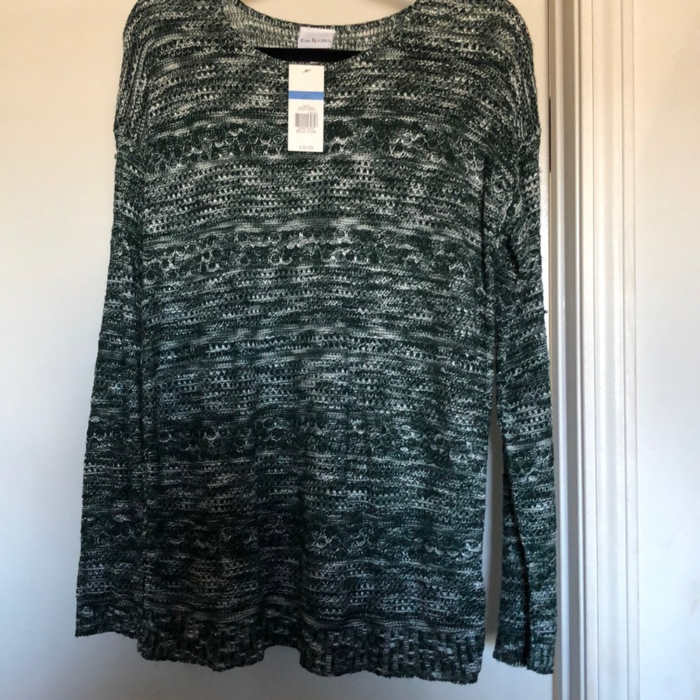 Green and white sweater